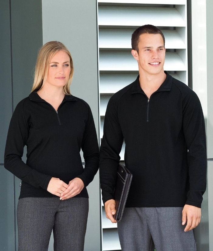 ECO-Gear-mens-womens-ladies-100_-merino-half-zip-pullover-EGMZ-black-navy-grey-marle