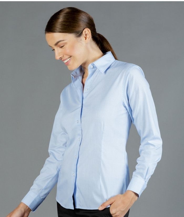 Gloweave-bell-mini-check-womens-ladies-long-sleeve-business-shirt-1295WL-blue-check