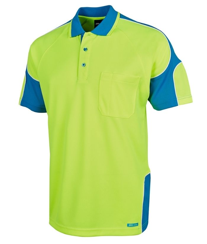 Hi Vis, Short Sleeve, Arm Panel Polo - Uniforms and Workwear NZ - Ticketwearconz