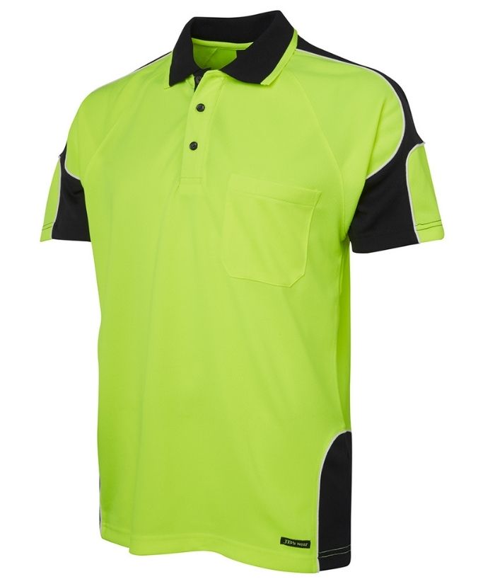 Hi Vis, Short Sleeve, Arm Panel Polo - Uniforms and Workwear NZ - Ticketwearconz