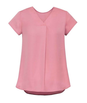 Womens Kayla V-neck Pleat Blouse - Uniforms and Workwear NZ - Ticketwearconz