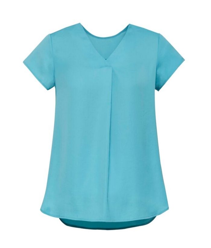 Womens Kayla V-neck Pleat Blouse - Uniforms and Workwear NZ - Ticketwearconz