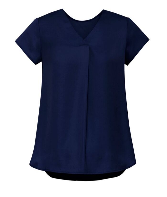 Womens Kayla V-neck Pleat Blouse - Uniforms and Workwear NZ - Ticketwearconz