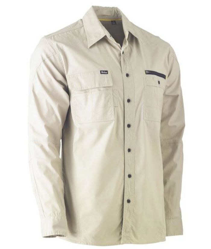 Flex & Move Utility Work Long Sleeve Shirt-bs6144-bisley-stone