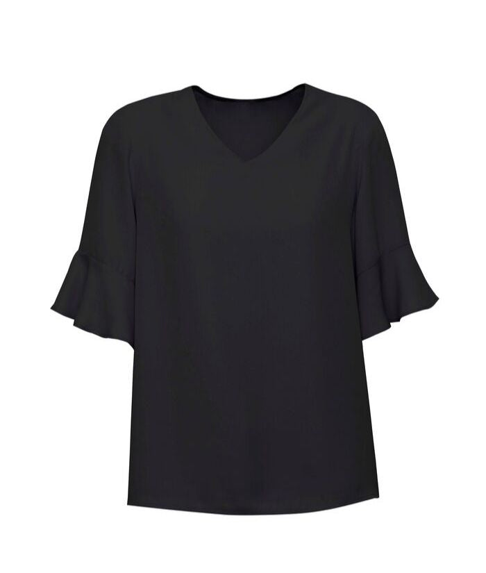 Womens Aria Fluted Sleeve Blouse - Uniforms and Workwear NZ - Ticketwearconz