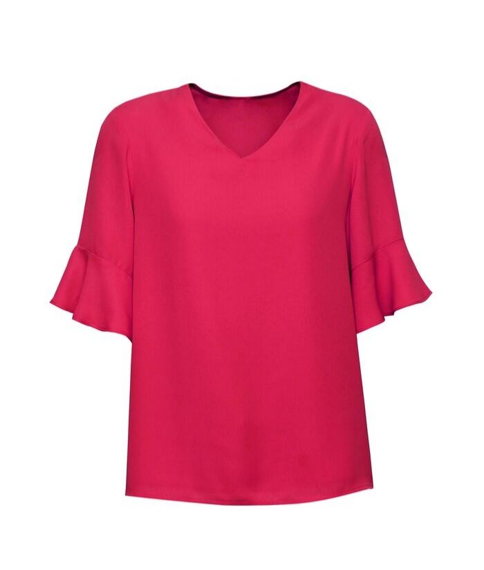 Womens Aria Fluted Sleeve Blouse - Uniforms and Workwear NZ - Ticketwearconz