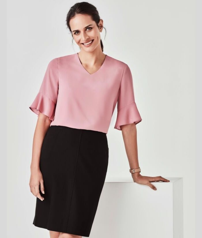 womans-aria-flared-sleeve-top-drapey-shirt-corporate-uniform