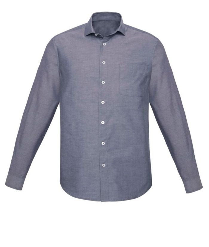 Mens Charlie Classic Fit, Long Sleeve Chambray Shirt - Uniforms and Workwear NZ - Ticketwearconz