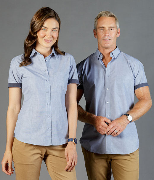 Smith End on End Short Sleeve Mens Shirt - Uniforms and Workwear NZ - Ticketwearconz