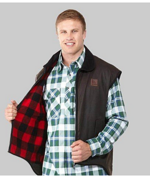 swanndri-Mens Foxton Oilskin Vest-wool-lining-ssd0408w