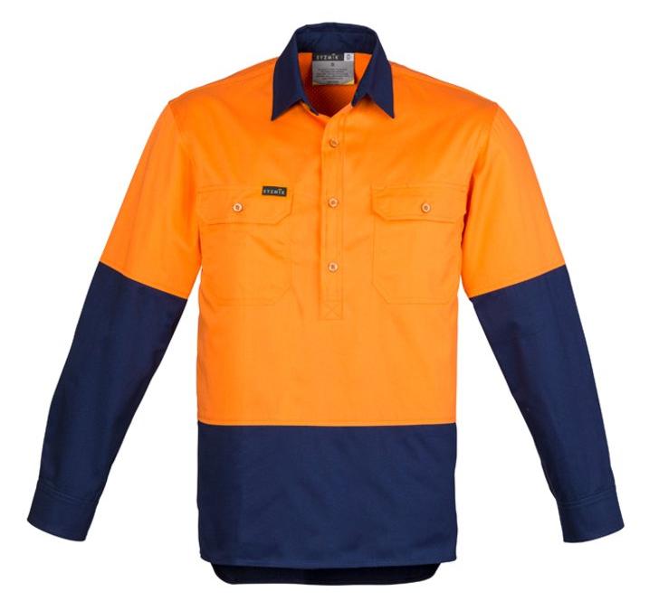 Mens Hi Vis Closed Front L/S Shirt-zw560