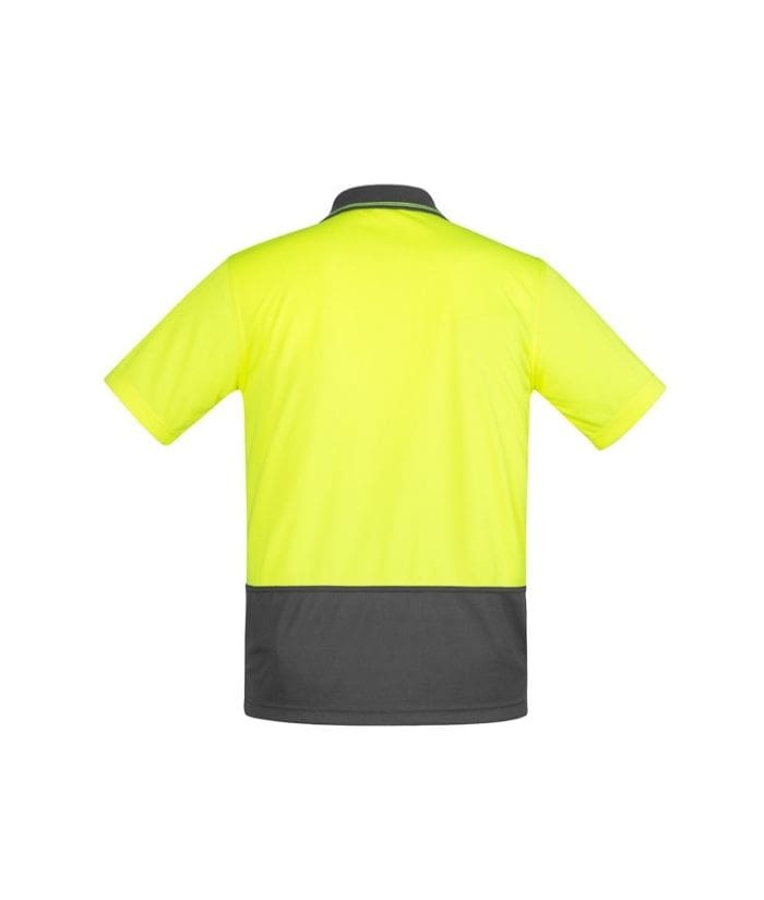 yellow-charcoal-syzmik-ZH415-Mens-Cotton-Comfort-Back-short-Sleeve-hi-vis-Polo