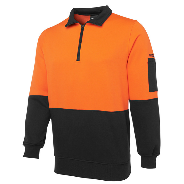 Hi Vis 1/2 Zip Fleecy Sweater - Uniforms and Workwear NZ - Ticketwearconz