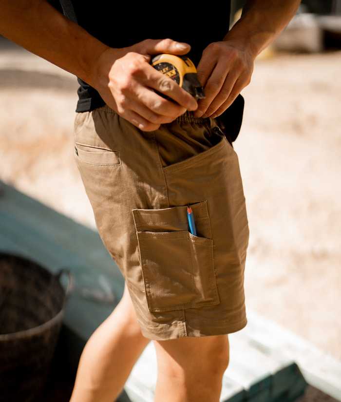 khaki-bshc1080-bisley-stretch-cotton-elastic-waist-cargo-short