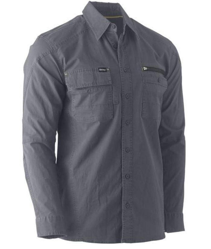 Flex & Move Utility Work Long Sleeve Shirt-bs6144-bisley-CHARCOAL