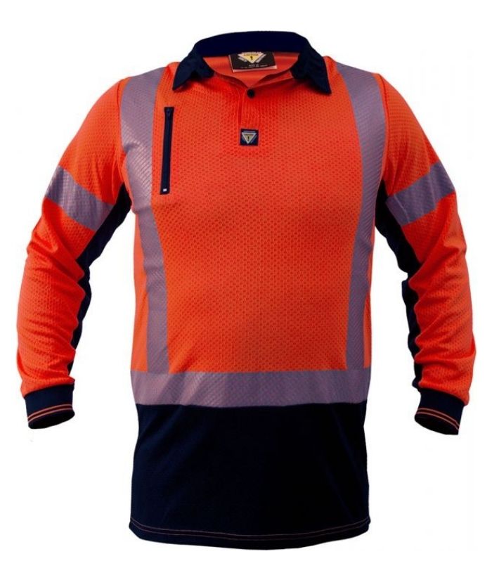 Hi Vis D/N Mens Microvent L/S Polo - Uniforms and Workwear NZ - Ticketwearconz