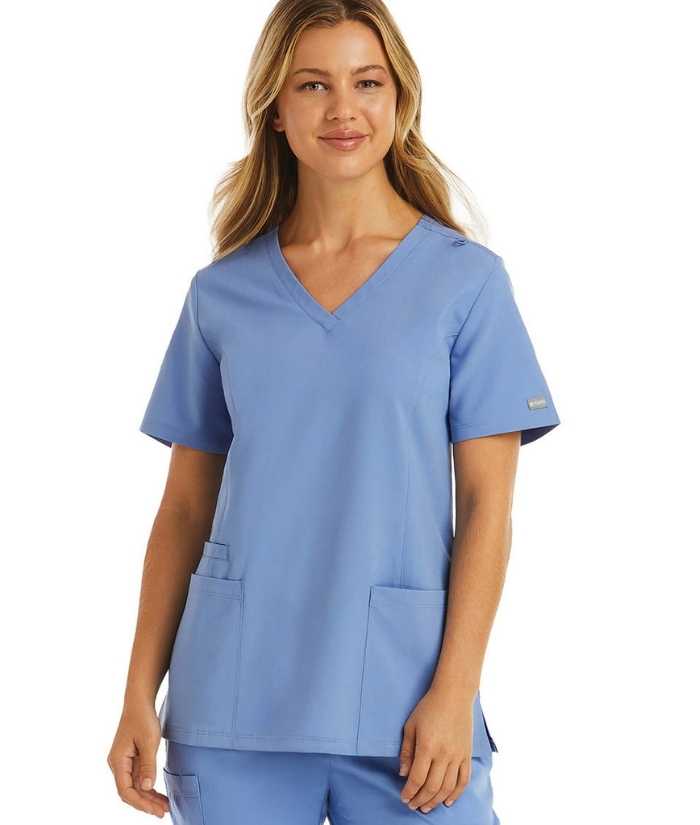 Momentum Womens Double V-Neck Scrub Top - Uniforms and Workwear NZ - Ticketwearconz