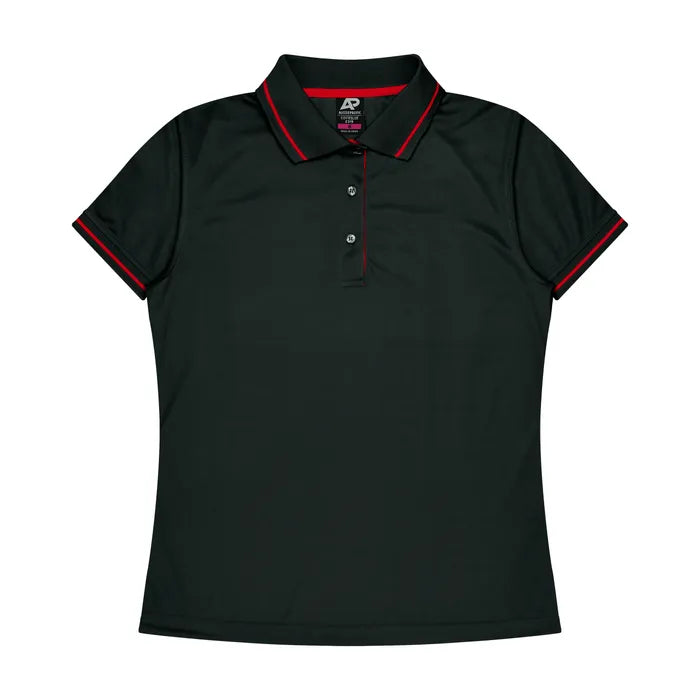 black-red-aussie-pacific-womens-ladies-cottesloe-short-sleeve-polo-2319