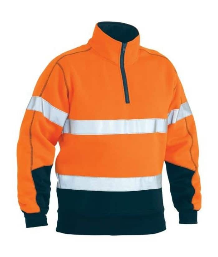 navy-orange-bisley-hi-vis-taped-quarter14-zip-pullover-BK6989T