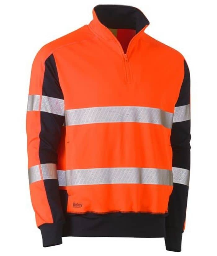 Taped Hi Vis Stretchy Fleece Zip Pullover - Uniforms and Workwear NZ - Ticketwearconz