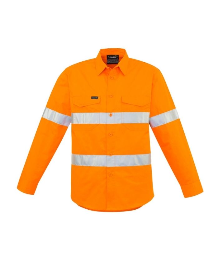 syzmik-zw640-mens-hi-vis-hoop-taped-ttmc-long-sleeve-shirt-orange-reflective-tape