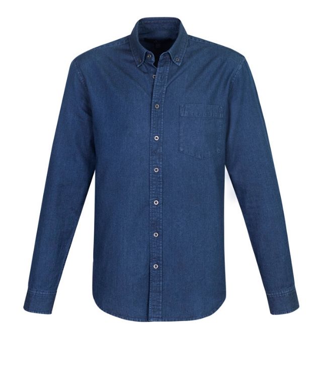 Indie Mens Long Sleeve Denim Shirt - Uniforms and Workwear NZ - Ticketwearconz