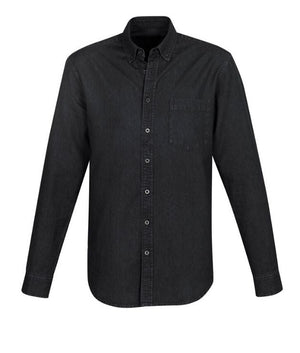 Indie Mens Long Sleeve Denim Shirt - Uniforms and Workwear NZ - Ticketwearconz