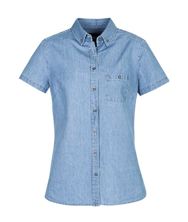 Indie Womens Short Sleeve Denim Shirt - Uniforms and Workwear NZ - Ticketwearconz