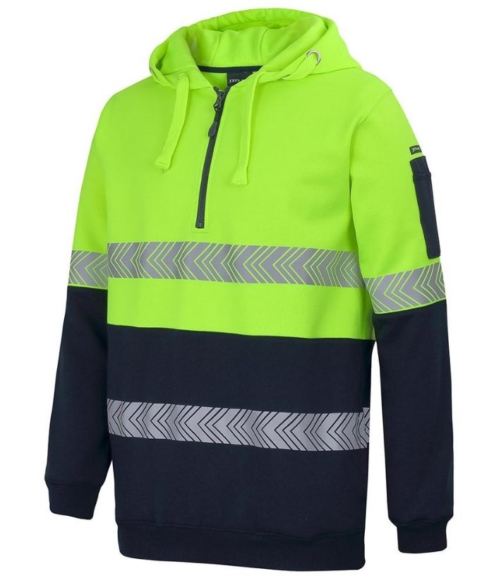 Hi Vis (D+N), 1/2 Zip Segmented Tape Hoodie - Uniforms and Workwear NZ - Ticketwearconz