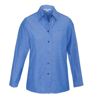 Ladies Wrinkle Free, Chambray Long Shirt Shirt - Uniforms and Workwear NZ - Ticketwearconz