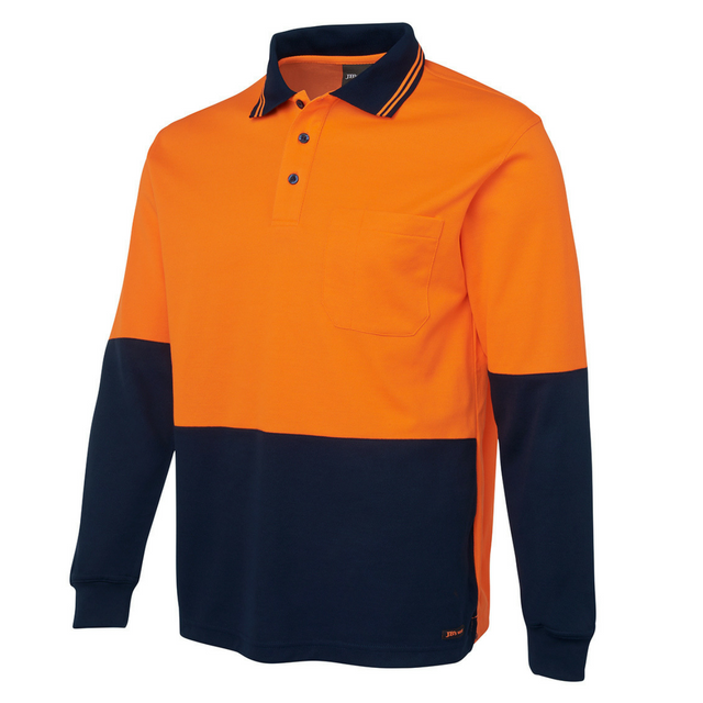 Hi Vis L/S Cotton Back Polo - Uniforms and Workwear NZ - Ticketwearconz