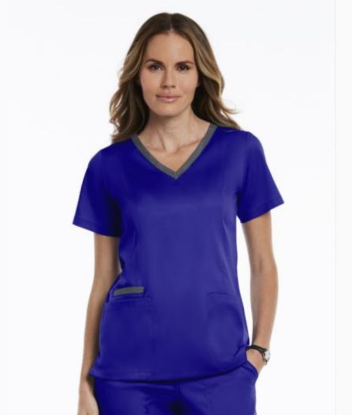 Matrix Contrast Double V-Neck Top - Uniforms and Workwear NZ - Ticketwearconz