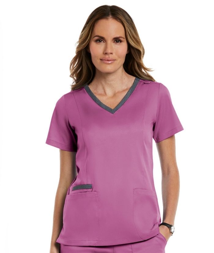 maevn-matrix-5302-contrast-v-neck-scrub-top-dahlia-purple-lavender