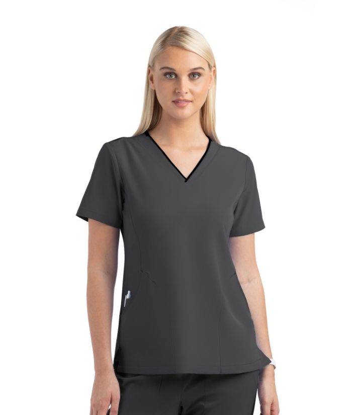 Matrix Impulse - Contrast Curved V-neck Scrub Top - Uniforms and Workwear NZ - Ticketwearconz