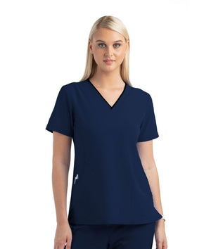 Matrix Impulse - Contrast Curved V-neck Scrub Top - Uniforms and Workwear NZ - Ticketwearconz