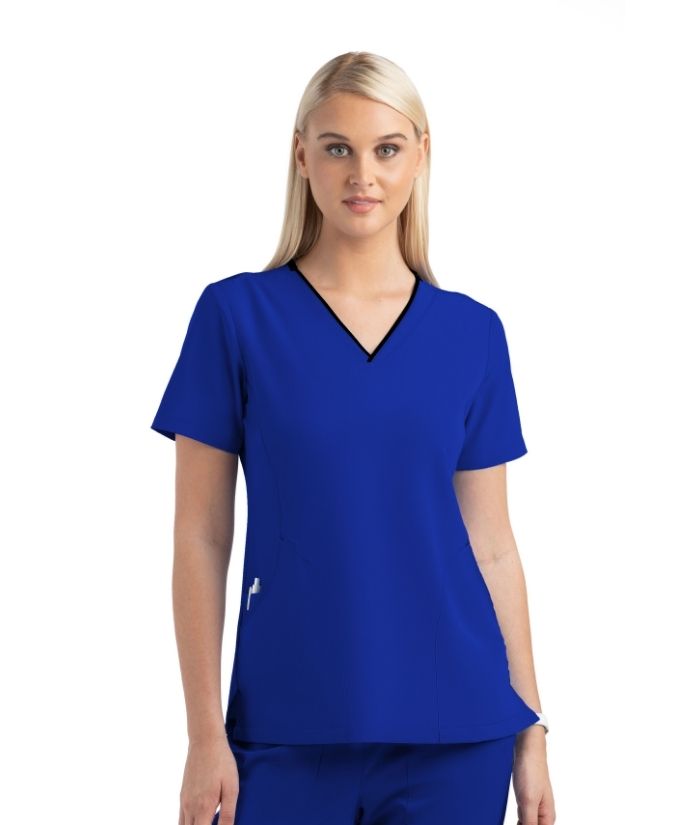 Matrix Impulse - Contrast Curved V-neck Scrub Top - Uniforms and Workwear NZ - Ticketwearconz