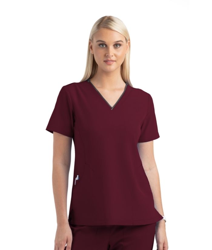 maevn-matrix-impulse-womens-ladies-scrub-top-v-neck-4510-wine