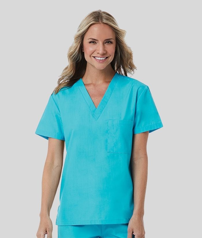 maevn-unisex-red-panda-polycotton-v-neck-scrub-top-1706-turquoise