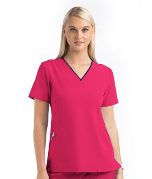 Matrix Impulse - Contrast Curved V-neck Scrub Top - Uniforms and Workwear NZ - Ticketwearconz