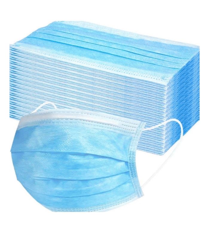 Maevn Disposable 3-ply Face Mask. Colour: Blue. Size: 9.5cm H x 17.5cm W.