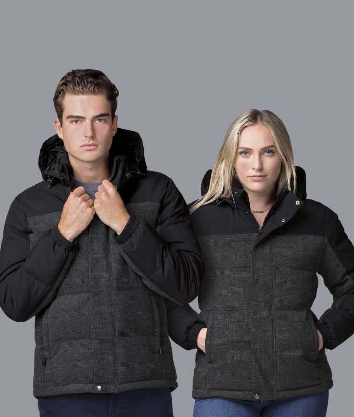 smpli-xp-pLUNGE-PUFFER-jacket-unisex-SIXTPJ-black-grey-check-winter-warm