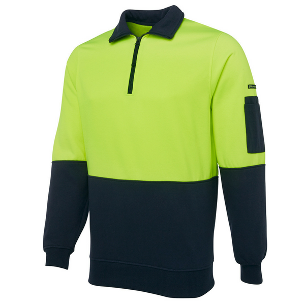 Hi Vis 1/2 Zip Fleecy Sweater - Uniforms and Workwear NZ - Ticketwearconz