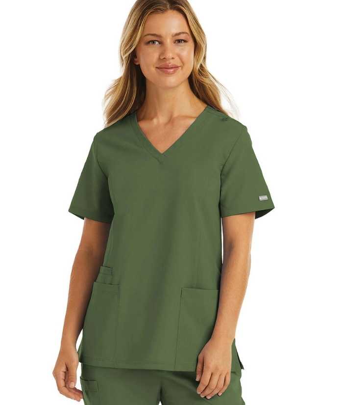 Momentum Womens Double V-Neck Scrub Top - Uniforms and Workwear NZ - Ticketwearconz