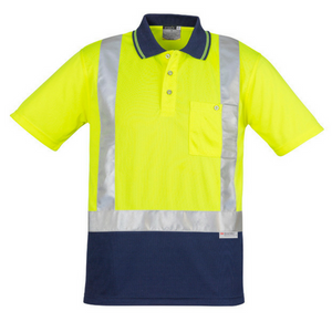 Mens Hi Vis Spliced Polo - Short Sleeve Shoulder Taped-zh233