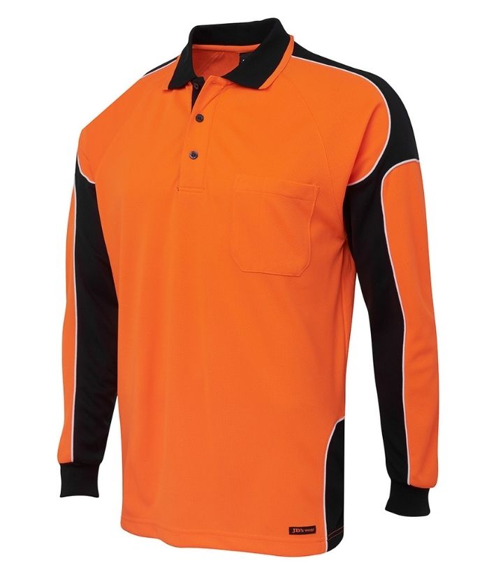 Hi Vis, Long Sleeve, Arm Panel Polo - Uniforms and Workwear NZ - Ticketwearconz