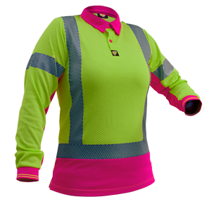 Hi Vis D/N Womens Microvent L/S Polo-pcp1265-caution-workwear