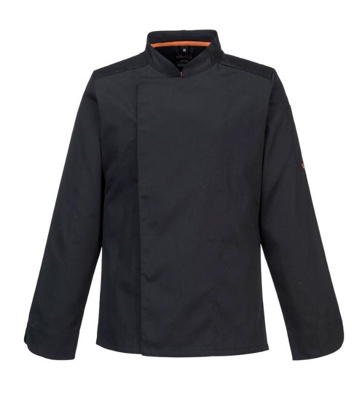 portwest-meshair-domed-chef-jacket-long-sleeves-black-S838
