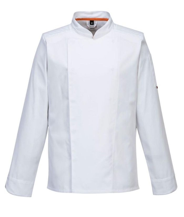 portwest-meshair-domed-chef-jacket-long-sleeves-white-S838