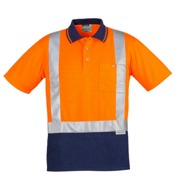 Mens Hi Vis Spliced Polo - Short Sleeve Shoulder Taped