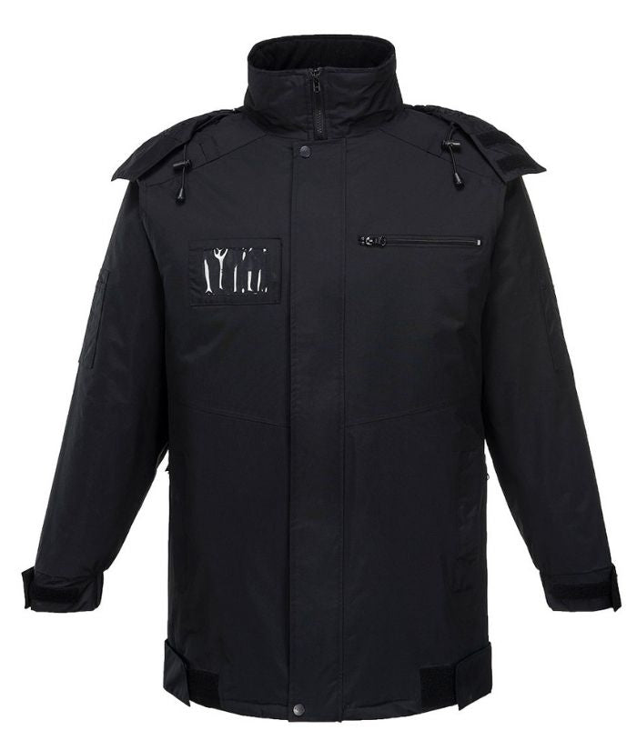 security jacket, black, k2095, id card holder, hood